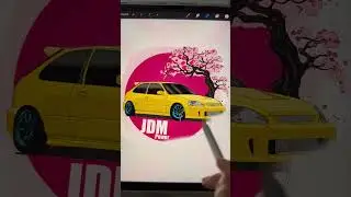 Drawing Honda in procreate 👌🏻 #jdm #honda #drawing #procreate