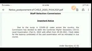 SSC CHSL Postponed 2021 | SSC CHSL Exam postponed 2021 | CHSL Exam Postponed | latest update//