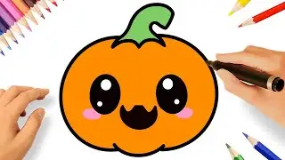 CÓMO DIBUJAR UNA CALABAZA DE HALLOWEEN KAWAII FACIL 🎃