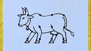 How to draw a Cow from 3×4 dots easy // Easy Cow Rangoli // Mattu pongal kolam // Sankranti Rangoli
