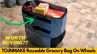 TOJNMAKE Reusable Grocery Bag On Wheels Large, Blue Shopping Trolley, 8 Pockets,  Zipper - Worth It?
