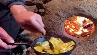 🔥 Building a Stone Survival Hut Inside a Wolf Den