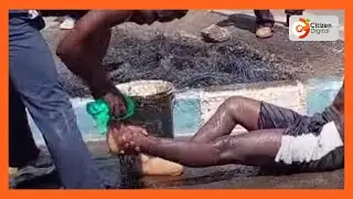 Time for a bath! Protestors in Kisumu turn a highway into a bathroom during protests in the area