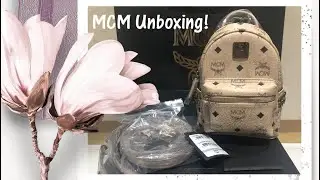 MCM Stark Side Studs Bebe Boo Backpack in Visetos X-Mini | Unboxing | Beige