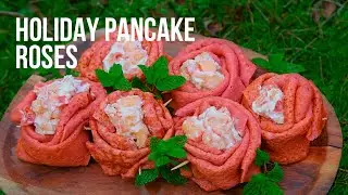Pancake Apple-Cream Roses | Beautiful Beetroot Crepe Dessert