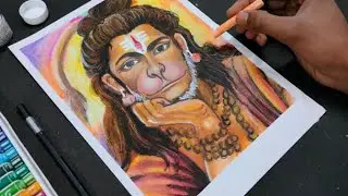 Lord Hanuman Drawing, Hanuman ji Drawing,  Oil Pastel Drawing Tutorial 
