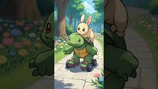 Skating Turtle Taxi! 🐢🎿 #shorts  #TurtleAndBunny #SkatingTurtle