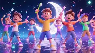 Glitter Moon Toothbrush Dance 🌙✨🪥 | Nursery Rhymes & Kids Songs