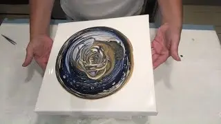 AMAZING! 'Patient Rose in Blue'/ Rose Ring Pour/Acrylic pour