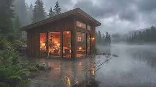 Soothing Rain on a Cozy Wooden Forest Lodge at Night 🌧️🔥 | Deep Sleep & Calm Mind