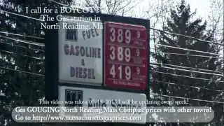 Gas GOUGING North Reading, MA  03-18-2013 BOYCOTT ALL GAS STATIONS IN NORTH READING, MA