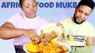 EXTREMELY HOT | STARCH FUFU AND BANGA SOUP WITH SMOKED CHICKEN | AFRICAN FOOD MUKBANG