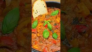 Bunte Paprika mit Auberginen - Caponata- Peperonata| ASMR #viral #food #shorts #fyp