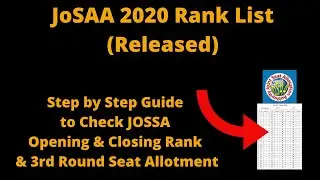JoSAA 2020 Rank List (Released)-How to Check JOSSA Opening & Closing Rank & 3rd Round Seat Allotment