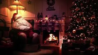 Crackling Fireplace and Soft Piano Music#relaxing  #santa claus