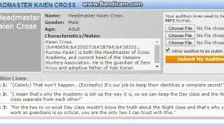 Audition to be Headmaster Kaien Cross in Shiro Rozu's Vampire Knight Fandub