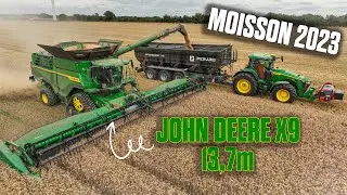 🤩 JOHN DEERE X9 en 13,7m de COUPE & PERARD 3 ESSIEUX 46M3 &agrave; la MOISSON 2023 ! 💪