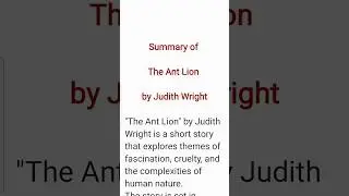 The Ant Lion Summary by Judith Wright