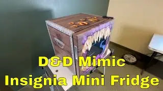 Custom-Wrapped D&D Chest Mimic Insignia Mini Fridge