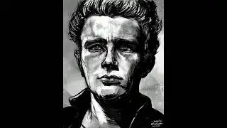 Black-and-White Quick Portrait Drawing of James Dean