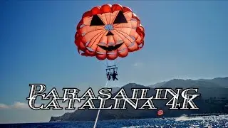 Parasailing Avalon Harbor at Catalina Island CA in 4k