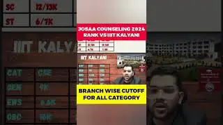 IIIT KALYANI vs CATEGORY RANK | JOSAA COUNSELING 2024 | BRANCH WISE CUTOFF FOR ALL CATEGORY #shorts