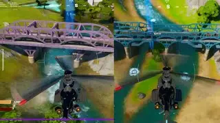 Fly a Choppa under Purple,Red,and Blue Steel Bridges//Fortnite Challenge