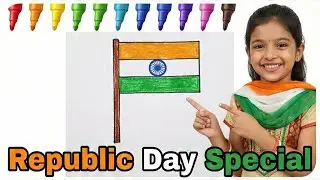 Flag drawing Republic Day Special | Easy Indian Flag Drawing for Kids 🇮🇳 | 26 January Drawing | 