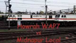 Howrah WAP7 overtakes Midnapur Local !!!