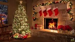 Relaxing Christmas Instrumental Music with Fireplace Ambience, Snow City & 3h Christmas Chilling