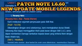 Patch note 1.6.60 - Akai Revamped - Hilda buff - Baxia buff - Jhonson buff - Grock buff - Atlas buff
