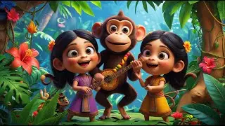 Chunni Munni and Monkey 🐵🎶 Fun Jungle Animal Song for Kids | Nursery Rhyme