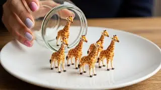 ASMR Pour Animals out of the glass jar 🦒 🐅 🐼 🦋 🐈 🐖  🦓 🐕 🐁 🐰