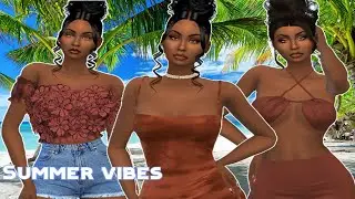 The Sims 4 - Create A Sim | Pretty Summer Look Book | CC FOLDER + SIM DOWNLOAD - Melanin Sims
