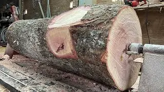 Giant Woodturning | A Master Wood Turning Project | From Red wood Log To Into Perfect Artistic Vase