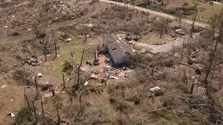 Drone video of tornado damage in Beauregard Alabama.