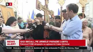 GIGI BECALI, PE URMELE PARADEI LGBTQ.  BECALI STROPEȘTE CU AGHEAZMĂ PE CALEA VICTORIEI_Știri B1