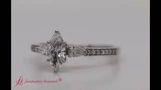 Pear Accent 3 Stone Marquise Diamond Engagement Ring In White Gold- FDENS3111R- Fascinating Diamonds