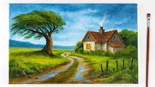 Landscape painting / Easy step by step Painting Tutorial 