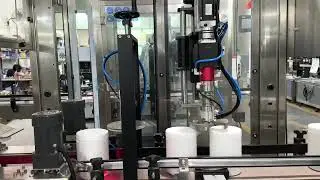 Automatic linear round plastic bottle capping machine with auto caps feeding system #capping #capper