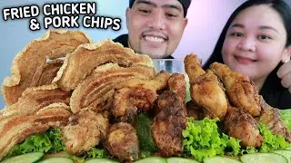 PORK BELLY CHIPS + CLASSIC FRIED CHICKEN LEGS | FILIPINO  FOOD | MUKBANG PHILIPPINES