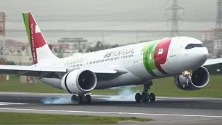 Wing Vortex on Landing! TAP Airbus A330-941 at Lisbon Airport!