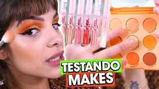 TESTANDO MAKES LACRADAS da MINHA CAIXA DE MAKES! | PALETA COLORIDA e mais!