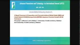 Advanced Nanoscience and Technology: An International Journal (ANTJ)