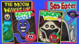Making THE MOON WAKES UP🌝 VS SEA EATER🌊 HUNGRY SNAKE🐍 VS HUNGRY WORM🪱 HORROR Game Books👿 Full Game..