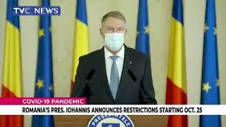 Romania's President, Klaus Iohannis Announces Covid-19 Restrictions Starting Oct.  25
