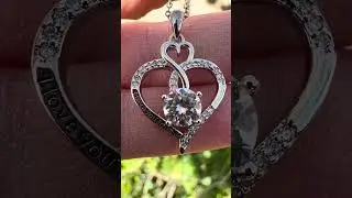 Beautiful Gift!  Moissanite Double Heart Necklace Review. D Color VVS1 Lab Diamond