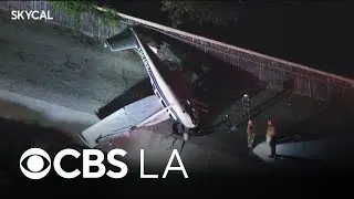 Two people hospitalized after plane crashes into Ventura County canal