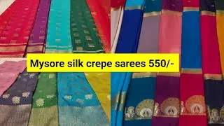 Chickpet Bangalore Wholesale 550/- | Mysore silk Saree crepe Sarees| Courier Available