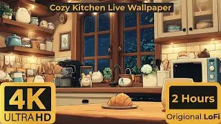 Cozy kitchen | relaxing 2 hour looping live wallpaper with a cozy lofi soundscape